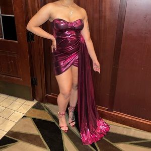 Alglist Matallic Strapless Dress